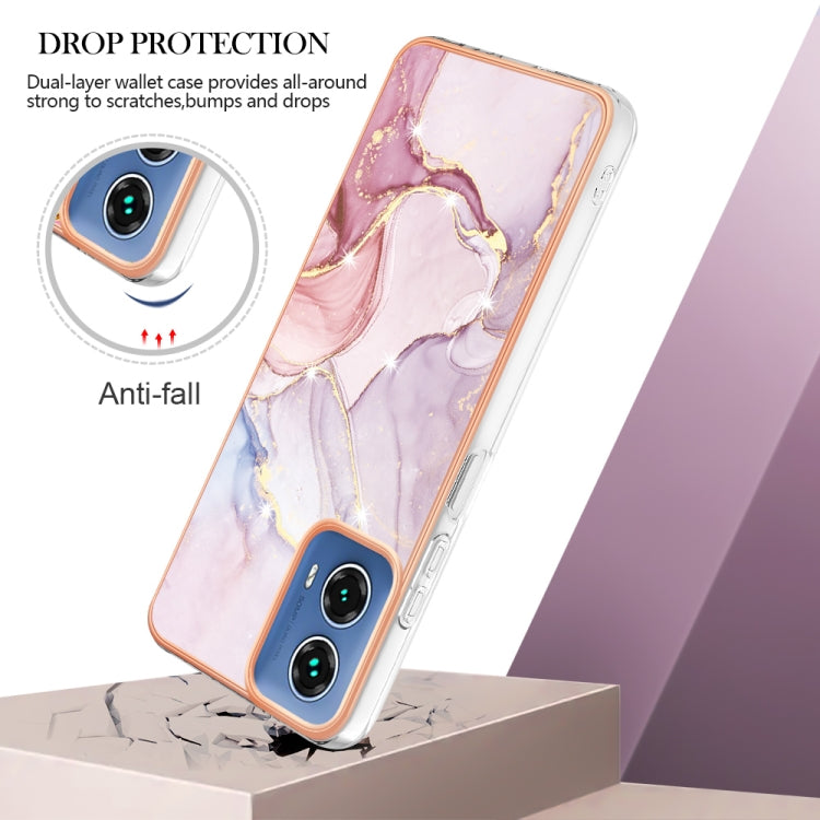 For Motorola Moto G34 Electroplating Marble Dual-side IMD Phone Case(Rose Gold 005) - Motorola Cases by PMC Jewellery | Online Shopping South Africa | PMC Jewellery | Buy Now Pay Later Mobicred