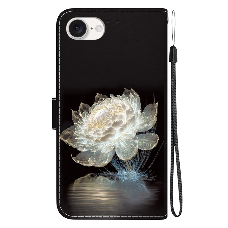For iPhone 16e Crystal Texture Colored Drawing Leather Phone Case(Crystal Peony) - iPhone 16e Cases by PMC TechLife | Online Shopping South Africa | PMC TechLife | Buy Now Pay Later Mobicred