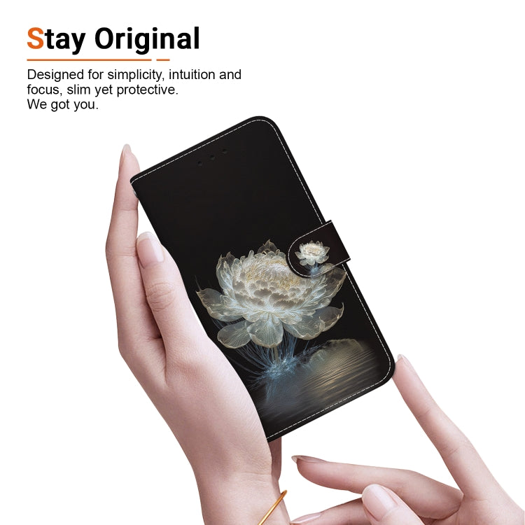 For iPhone 16e Crystal Texture Colored Drawing Leather Phone Case(Crystal Peony) - iPhone 16e Cases by PMC TechLife | Online Shopping South Africa | PMC TechLife | Buy Now Pay Later Mobicred
