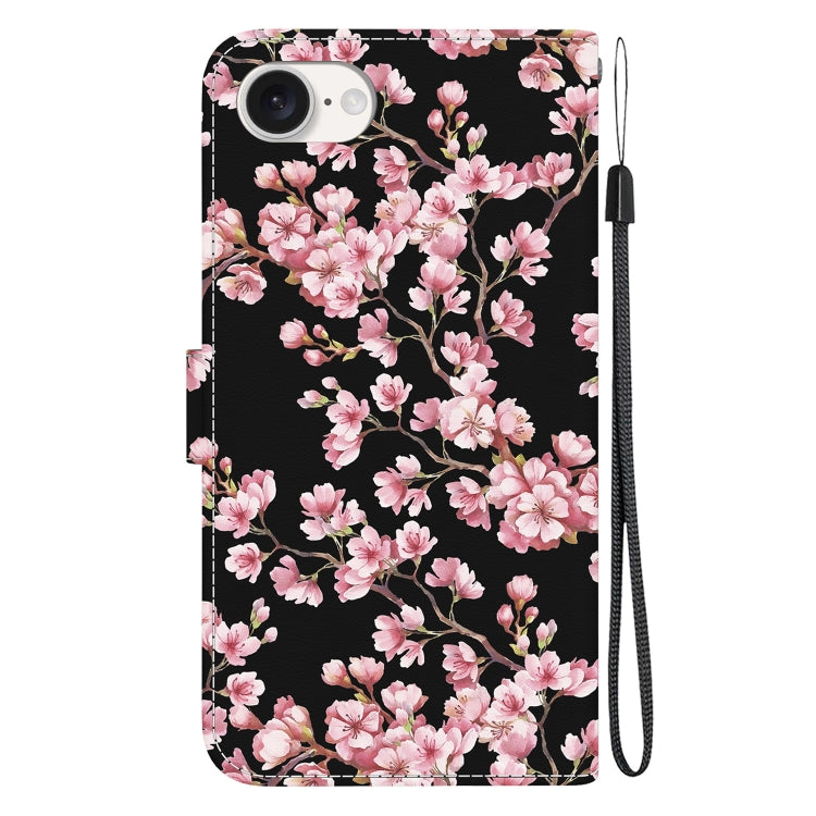 For iPhone 16e Crystal Texture Colored Drawing Leather Phone Case(Plum Bossom) - iPhone 16e Cases by PMC TechLife | Online Shopping South Africa | PMC TechLife | Buy Now Pay Later Mobicred