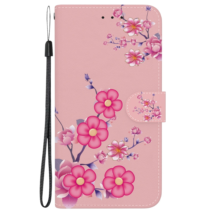 For iPhone SE 2024 Crystal Texture Colored Drawing Leather Phone Case(Cherry Blossoms) - More iPhone Cases by PMC Jewellery | Online Shopping South Africa | PMC Jewellery | Buy Now Pay Later Mobicred