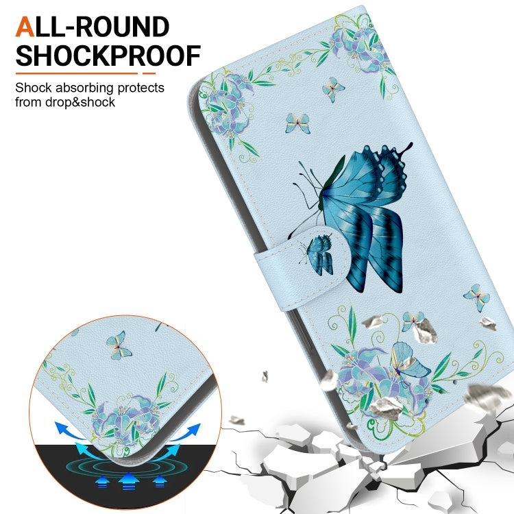 For iPhone 16e Crystal Texture Colored Drawing Leather Phone Case(Blue Pansies) - free shipping - PMC TechLife - Order now!