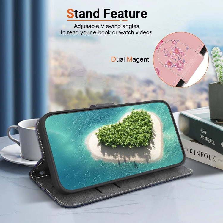 For iPhone 16 Plus Crystal Texture Colored Drawing Leather Phone Case(Cherry Blossoms) - iPhone 16 Plus Cases by PMC TechLife | Online Shopping South Africa | PMC TechLife | Buy Now Pay Later Mobicred