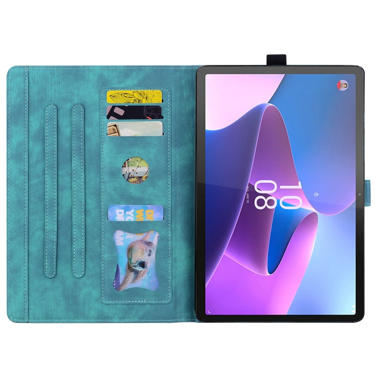 For Lenovo Xiaoxin Pad Pro 2022 / P11 Pro 2 Cartoon Sakura Cat Embossed Leather Tablet Case(Green) - free shipping - PMC TechLife - Order now!