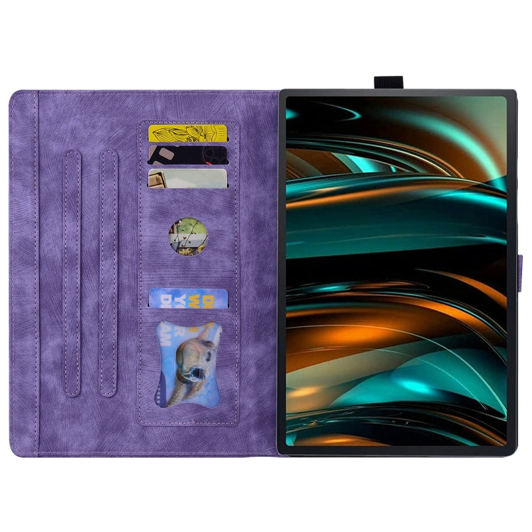 For Lenovo Tab K11 Plus / M11 Plus Cartoon Sakura Cat Embossed Leather Tablet Case(Purple) - Lenovo by PMC TechLife | Online Shopping South Africa | PMC TechLife | Buy Now Pay Later Mobicred