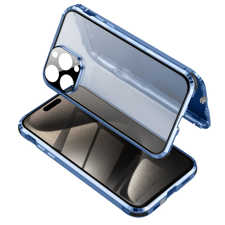 For iPhone 15 Pro Max Anti-peeping Magnetic Tempered Glass Phone Case(Blue) - iPhone 15 Pro Max Cases by PMC TechLife | Online Shopping South Africa | PMC TechLife