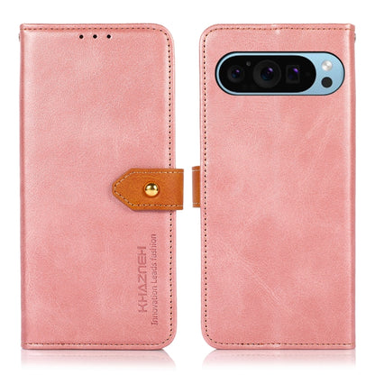 For Google Pixel 9 KHAZNEH Dual-color Cowhide Texture Flip Leather Phone Case(Rose Gold) - Google Cases by PMC Jewellery | Online Shopping South Africa | PMC Jewellery | Buy Now Pay Later Mobicred