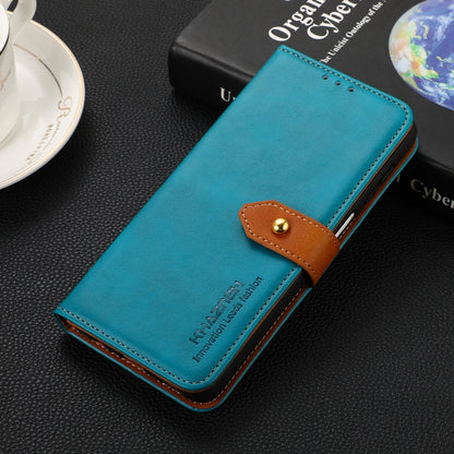 For Google Pixel 9 Pro KHAZNEH Dual-color Cowhide Texture Flip Leather Phone Case(Blue) - Google Cases by PMC Jewellery | Online Shopping South Africa | PMC Jewellery | Buy Now Pay Later Mobicred