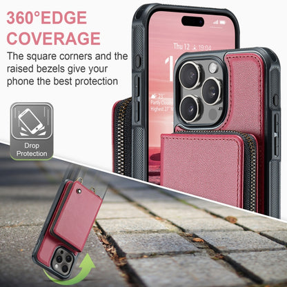 For iPhone 16 Pro JEEHOOD C22 Series Zipper Wallet Leather Phone Case with Dual Lanyard(Red) - iPhone 16 Pro Cases by JEEHOOD | Online Shopping South Africa | PMC Jewellery | Buy Now Pay Later Mobicred