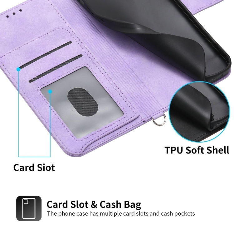 For iPhone 16e Skin-feel Flowers Embossed Wallet Leather Phone Case(Purple) - iPhone 16e Cases by PMC TechLife | Online Shopping South Africa | PMC TechLife | Buy Now Pay Later Mobicred