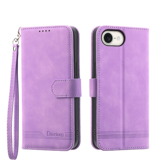 For iPhone 16e Dierfeng Dream Line TPU + PU Leather Phone Case(Purple) - iPhone 16e Cases by PMC Jewellery | Online Shopping South Africa | PMC Jewellery | Buy Now Pay Later Mobicred