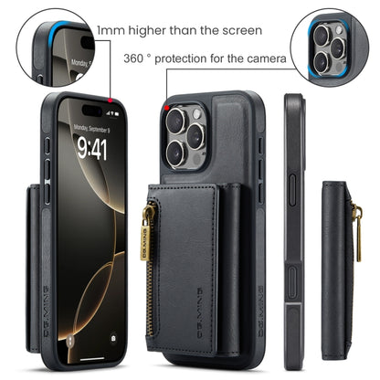 For iPhone 16 Pro Max DG.MING M5 Series Zip RFID Multi Card Detachable Leather Phone Case(Black) - iPhone 16 Pro Max Cases by DG.MING | Online Shopping South Africa | PMC Jewellery | Buy Now Pay Later Mobicred