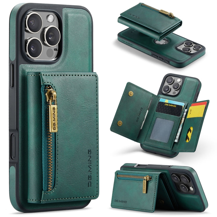 For iPhone 16 Pro Max DG.MING M5 Series Zip RFID Multi Card Detachable Leather Phone Case(Green) - iPhone 16 Pro Max Cases by DG.MING | Online Shopping South Africa | PMC Jewellery | Buy Now Pay Later Mobicred