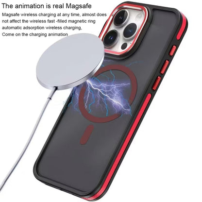 For iPhone 14 / 13 Two-color Frosted MagSafe Magnetic Phone Case(Red) - iPhone 14 Cases by PMC Jewellery | Online Shopping South Africa | PMC Jewellery