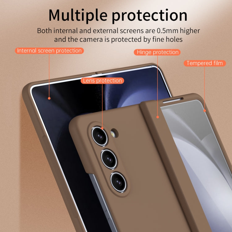 For Samsung Galaxy Z Fold5 Extraordinary Series Hinged Folding Full Phone Case(Coffee) - Galaxy Z Fold5 Cases by PMC TechLife | Online Shopping South Africa | PMC TechLife