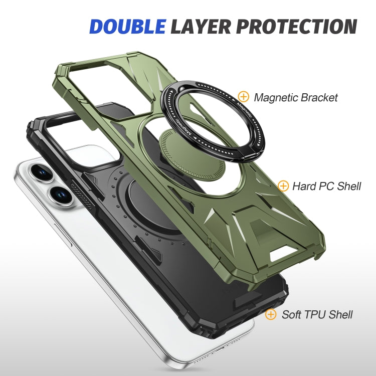 For iPhone 14 Plus MagSafe Magnetic Shockproof Phone Case with Ring Holder(Dark Green) - iPhone 14 Plus Cases by PMC TechLife | Online Shopping South Africa | PMC TechLife