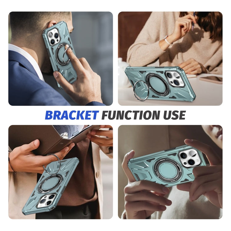 For iPhone 14 Pro MagSafe Magnetic Shockproof Phone Case with Ring Holder(Green) - iPhone 14 Pro Cases by PMC TechLife | Online Shopping South Africa | PMC TechLife