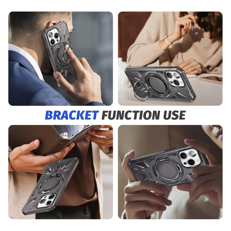 For iPhone 13 Pro MagSafe Magnetic Shockproof Phone Case with Ring Holder(Dark Grey) - iPhone 13 Pro Cases by PMC TechLife | Online Shopping South Africa | PMC TechLife