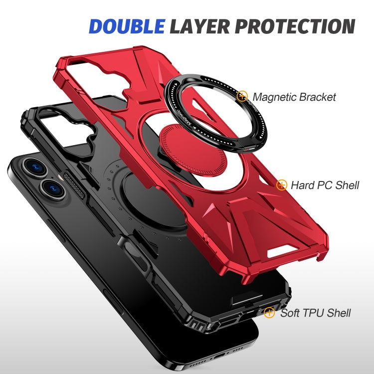 For iPhone 16 Plus MagSafe Magnetic Shockproof Phone Case with Ring Holder(Red) - iPhone 16 Plus Cases by PMC Jewellery | Online Shopping South Africa | PMC Jewellery | Buy Now Pay Later Mobicred