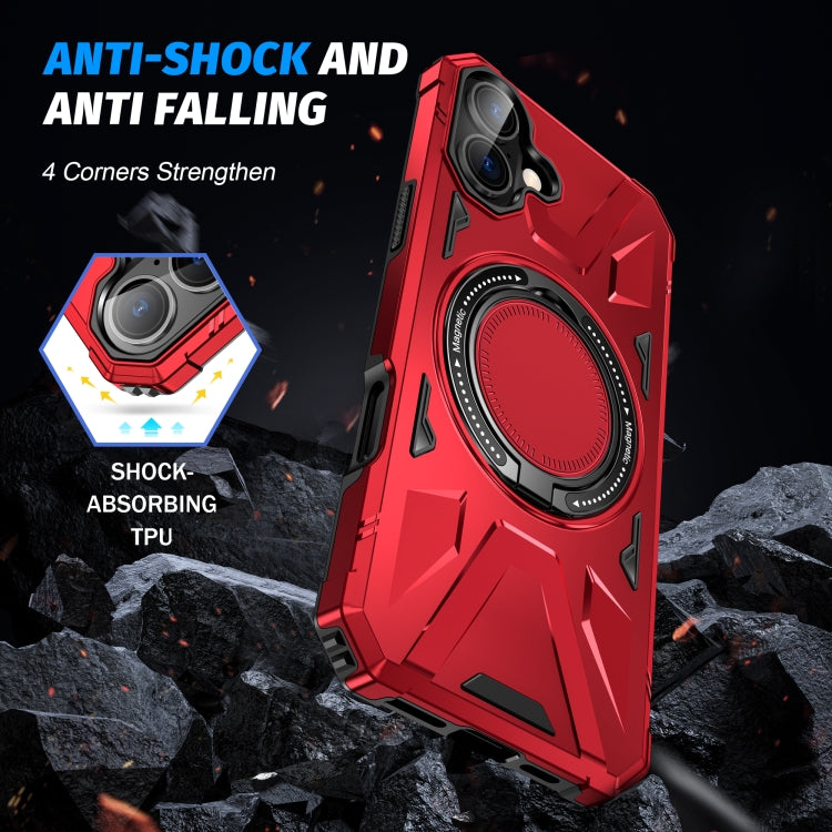 For iPhone 16 Plus MagSafe Magnetic Shockproof Phone Case with Ring Holder(Red) - iPhone 16 Plus Cases by PMC Jewellery | Online Shopping South Africa | PMC Jewellery | Buy Now Pay Later Mobicred