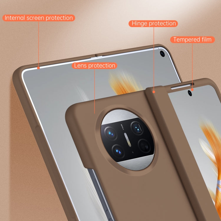 For Huawei Mate X3 Extraordinary Series Hinged Folding Full Coverage Phone Case with Pen Slot & Stylus(Coffee) - Huawei Cases by PMC TechLife | Online Shopping South Africa | PMC TechLife