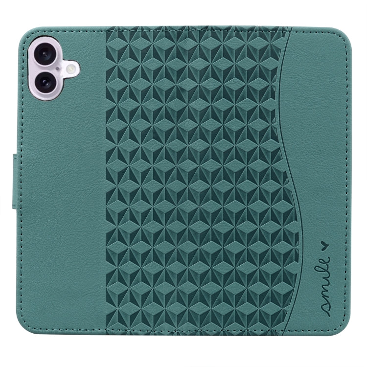 For iPhone 16 Plus Business Diamond Buckle Leather Phone Case with Lanyard(Green) - iPhone 16 Plus Cases by PMC Jewellery | Online Shopping South Africa | PMC Jewellery | Buy Now Pay Later Mobicred