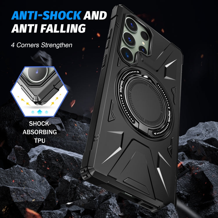For Samsung Galaxy S23+ 5G MagSafe Magnetic Shockproof Phone Case with Ring Holder(Black) - Galaxy S23+ 5G Cases by PMC TechLife | Online Shopping South Africa | PMC TechLife