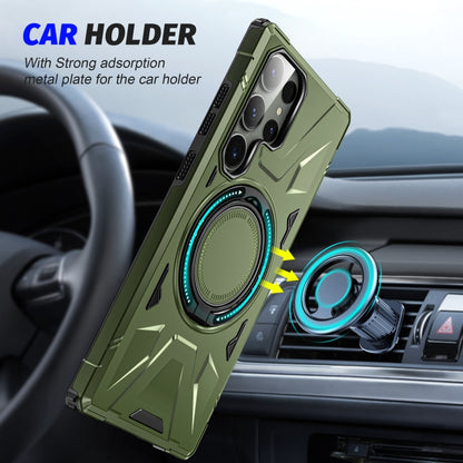 For Samsung Galaxy S24 Ultra 5G MagSafe Magnetic Shockproof Phone Case with Ring Holder(Dark Green) - Galaxy S24 Ultra 5G Cases by PMC Jewellery | Online Shopping South Africa | PMC Jewellery