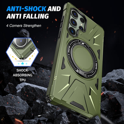 For Samsung Galaxy S24+ 5G MagSafe Magnetic Shockproof Phone Case with Ring Holder(Dark Green) - Galaxy S24+ 5G Cases by PMC Jewellery | Online Shopping South Africa | PMC Jewellery