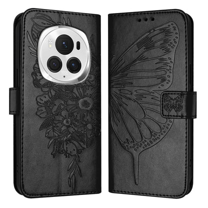 For Honor Magic6 Pro 5G Global Embossed Butterfly Leather Phone Case(Black) - Honor Cases by PMC Jewellery | Online Shopping South Africa | PMC Jewellery | Buy Now Pay Later Mobicred