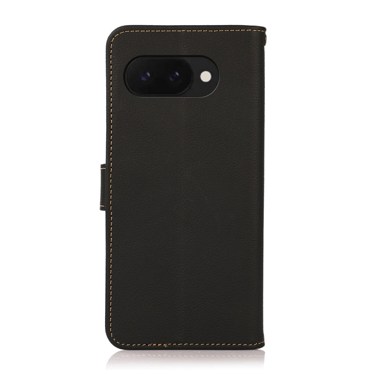 For Google Pixel 9a KHAZNEH Custer Genuine Leather RFID Phone Case(Black) - Google Cases by PMC TechLife | Online Shopping South Africa | PMC TechLife | Buy Now Pay Later Mobicred