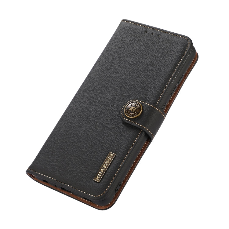 For Google Pixel 9a KHAZNEH Custer Genuine Leather RFID Phone Case(Black) - Google Cases by PMC TechLife | Online Shopping South Africa | PMC TechLife | Buy Now Pay Later Mobicred