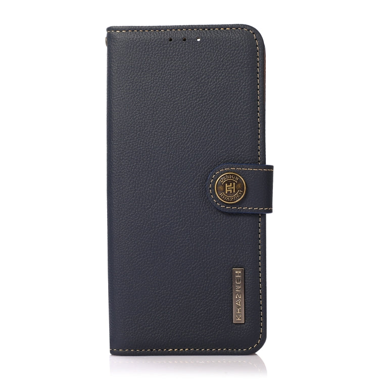 For Google Pixel 9a KHAZNEH Custer Genuine Leather RFID Phone Case(Blue) - Google Cases by PMC TechLife | Online Shopping South Africa | PMC TechLife | Buy Now Pay Later Mobicred