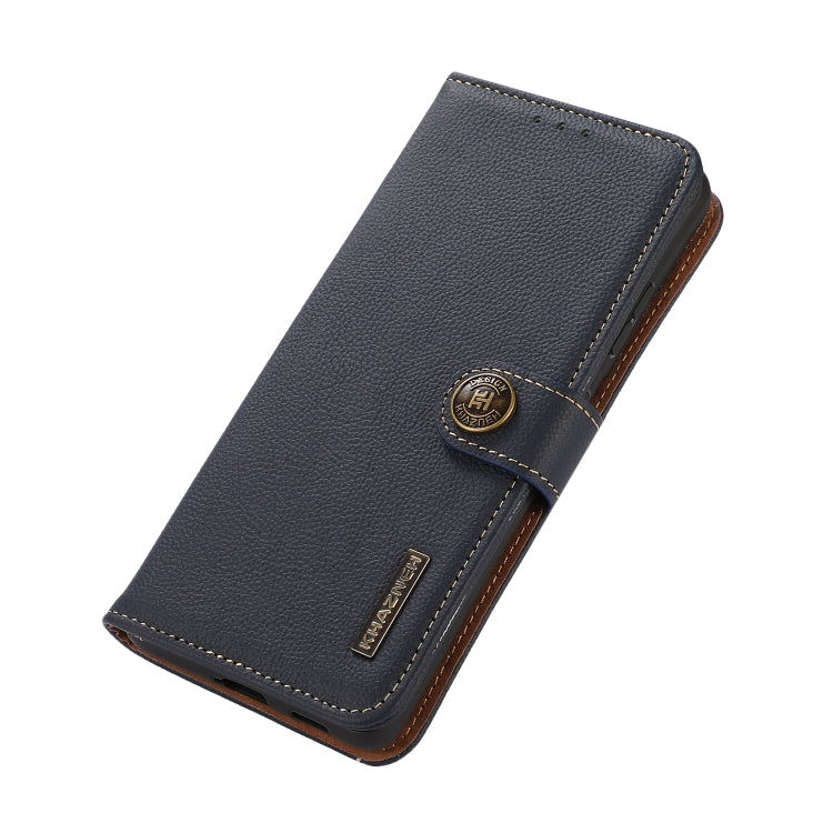 For Google Pixel 9a KHAZNEH Custer Genuine Leather RFID Phone Case(Blue) - Google Cases by PMC TechLife | Online Shopping South Africa | PMC TechLife | Buy Now Pay Later Mobicred