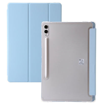 For Samsung Galaxy Tab S9 3-Fold Clear Acrylic Leather Tablet Case(Ice Blue) - Galaxy Tab S9 Cases by PMC Jewellery | Online Shopping South Africa | PMC Jewellery | Buy Now Pay Later Mobicred