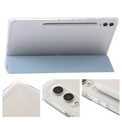 For Samsung Galaxy Tab S9 3-Fold Clear Acrylic Leather Tablet Case(Ice Blue) - Galaxy Tab S9 Cases by PMC Jewellery | Online Shopping South Africa | PMC Jewellery | Buy Now Pay Later Mobicred