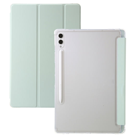 For Samsung Galaxy Tab S10 Ultra 3-Fold Clear Acrylic Leather Tablet Case(Green) - Tab S10 Ultra Cases by PMC Jewellery | Online Shopping South Africa | PMC Jewellery | Buy Now Pay Later Mobicred