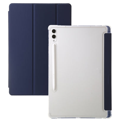 For Samsung Galaxy Tab S10 Ultra 3-Fold Clear Acrylic Leather Tablet Case(Dark Blue) - Tab S10 Ultra Cases by PMC Jewellery | Online Shopping South Africa | PMC Jewellery | Buy Now Pay Later Mobicred