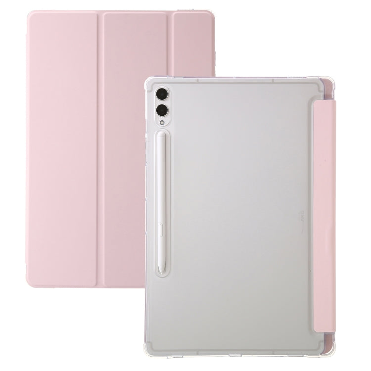 For Samsung Galaxy Tab S10 Ultra 3-Fold Clear Acrylic Leather Tablet Case(Pink) - Tab S10 Ultra Cases by PMC Jewellery | Online Shopping South Africa | PMC Jewellery | Buy Now Pay Later Mobicred