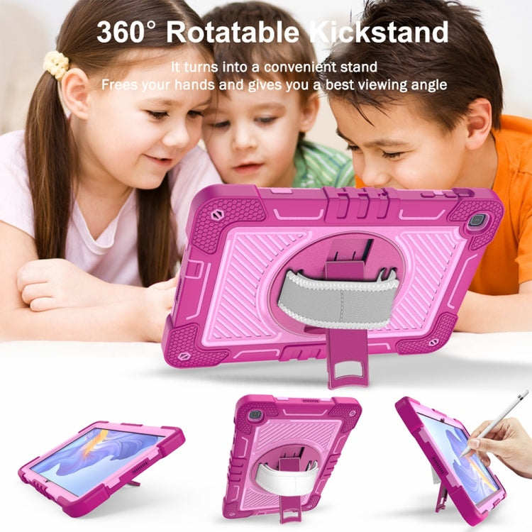 For Honor Pad X8 360 Degree Rotation PC Contrast Silicone Tablet Case(Rose Red + Pink) - Honor by PMC TechLife | Online Shopping South Africa | PMC TechLife | Buy Now Pay Later Mobicred