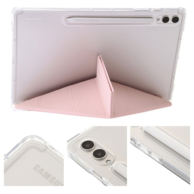 For Samsung Galaxy Tab S9 Clear Acrylic Deformation Leather Tablet Case(Pink) - Galaxy Tab S9 Cases by PMC Jewellery | Online Shopping South Africa | PMC Jewellery | Buy Now Pay Later Mobicred