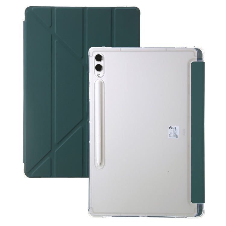 For Samsung Galaxy Tab S9 FE+ Clear Acrylic Deformation Leather Tablet Case(Deep Green) - Galaxy Tab S9 FE+ by PMC Jewellery | Online Shopping South Africa | PMC Jewellery | Buy Now Pay Later Mobicred