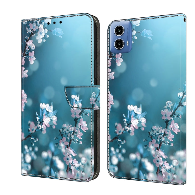 For Motorola Moto G24 Power Crystal 3D Shockproof Protective Leather Phone Case(Plum Flower) - Motorola Cases by PMC TechLife | Online Shopping South Africa | PMC TechLife | Buy Now Pay Later Mobicred