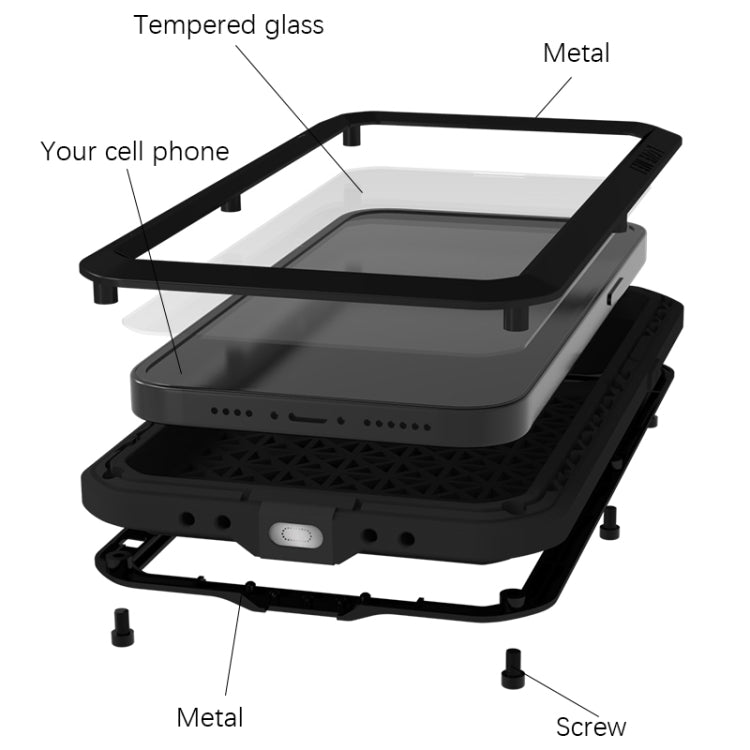 For iPhone 15 LOVE MEI Metal Shockproof Life Waterproof Dustproof Phone Case(Silver) - free shipping - PMC TechLife - Order now!
