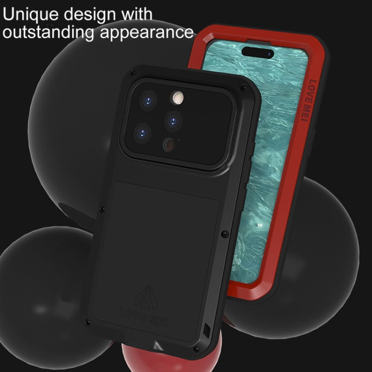 For iPhone 15 Pro LOVE MEI Metal Shockproof Life Waterproof Dustproof Phone Case(Red) - iPhone 15 Pro Cases by LOVE MEI | Online Shopping South Africa | PMC Jewellery | Buy Now Pay Later Mobicred