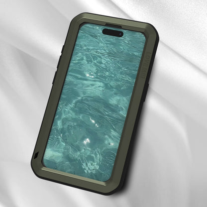 For iPhone 15 Pro LOVE MEI Metal Shockproof Life Waterproof Dustproof Phone Case(Army Green) - iPhone 15 Pro Cases by LOVE MEI | Online Shopping South Africa | PMC Jewellery | Buy Now Pay Later Mobicred