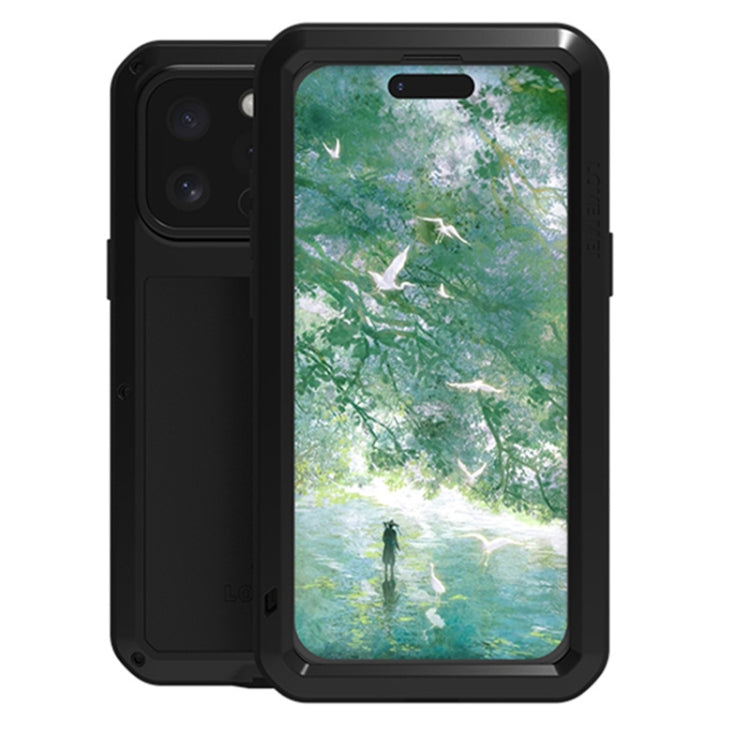 For iPhone 16 Pro Max LOVE MEI Metal Shockproof Life Waterproof Dustproof Phone Case(Black) - free shipping - PMC Jewellery - Order now!