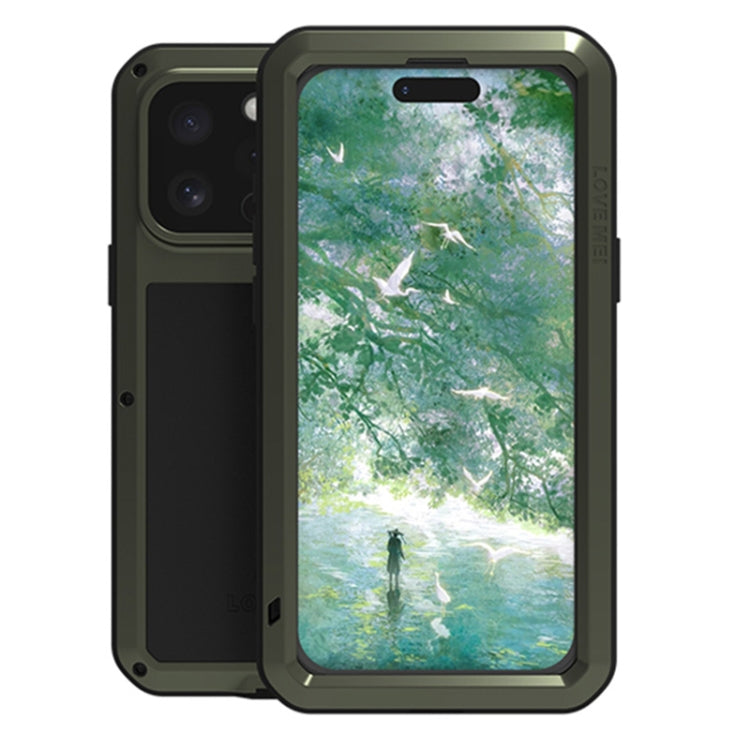 For iPhone 16 Pro Max LOVE MEI Metal Shockproof Life Waterproof Dustproof Phone Case(Army Green) - iPhone 16 Pro Max Tempered Glass by LOVE MEI | Online Shopping South Africa | PMC Jewellery | Buy Now Pay Later Mobicred