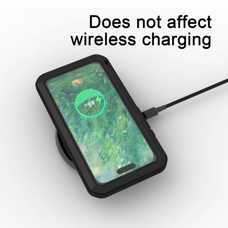 For iPhone 16 LOVE MEI Metal Shockproof Life Waterproof Dustproof Phone Case(Black) - free shipping - PMC Jewellery - Order now!