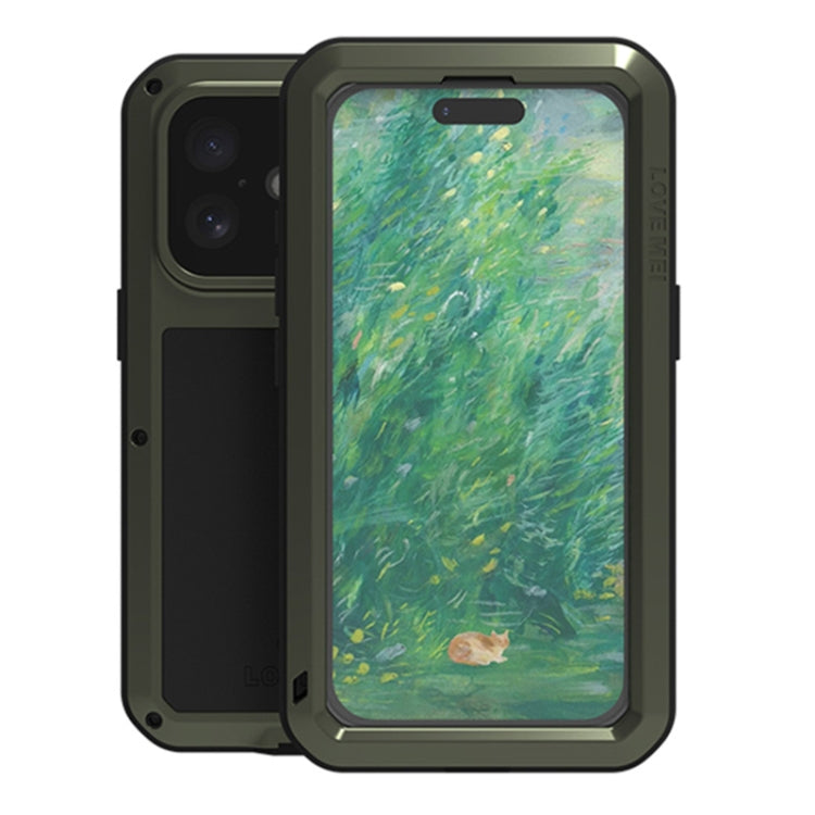 For iPhone 16 LOVE MEI Metal Shockproof Life Waterproof Dustproof Phone Case(Army Green) - iPhone 16 Cases by LOVE MEI | Online Shopping South Africa | PMC Jewellery | Buy Now Pay Later Mobicred